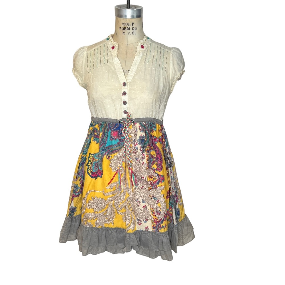Freelance boho embroidered yellow dress
